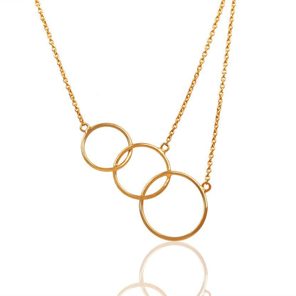 3 Tier Rings Gold Necklace - Silverings