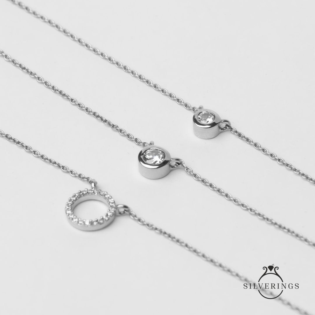 3-Tier Solitaire Zircon Necklace - Silverings