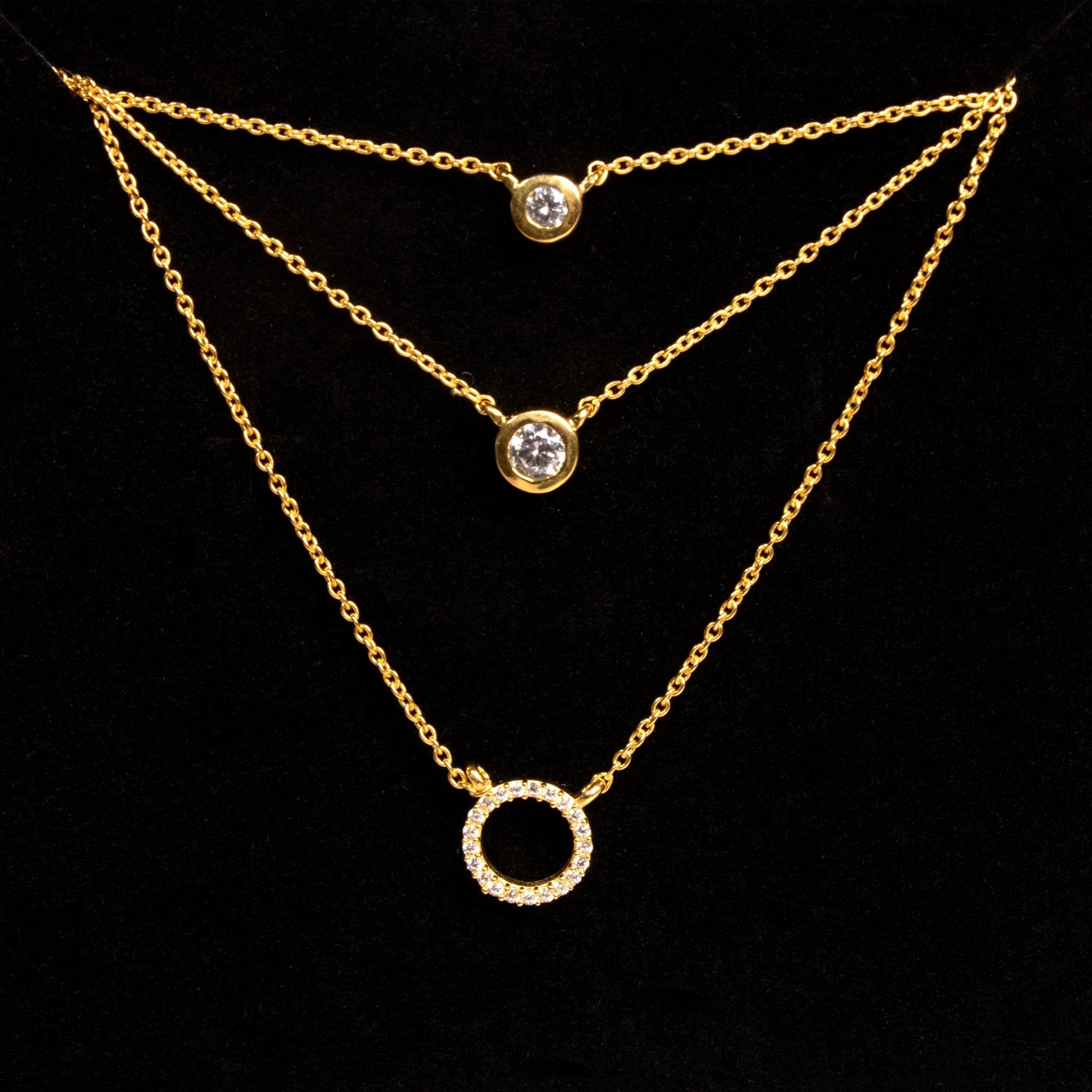 3-Tier Solitaire Zircon Necklace - Silverings