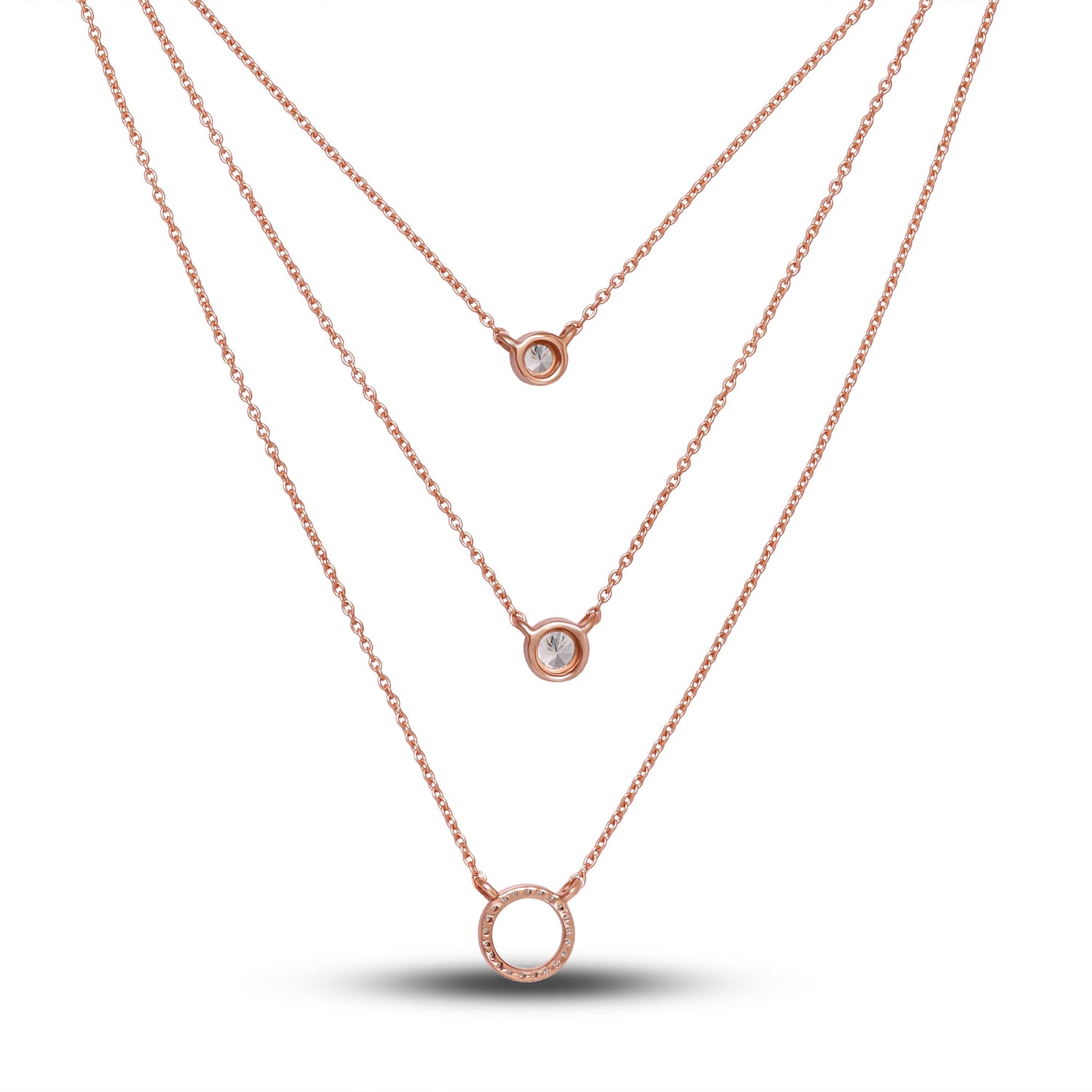 3-Tier Solitaire Zircon Necklace - Silverings