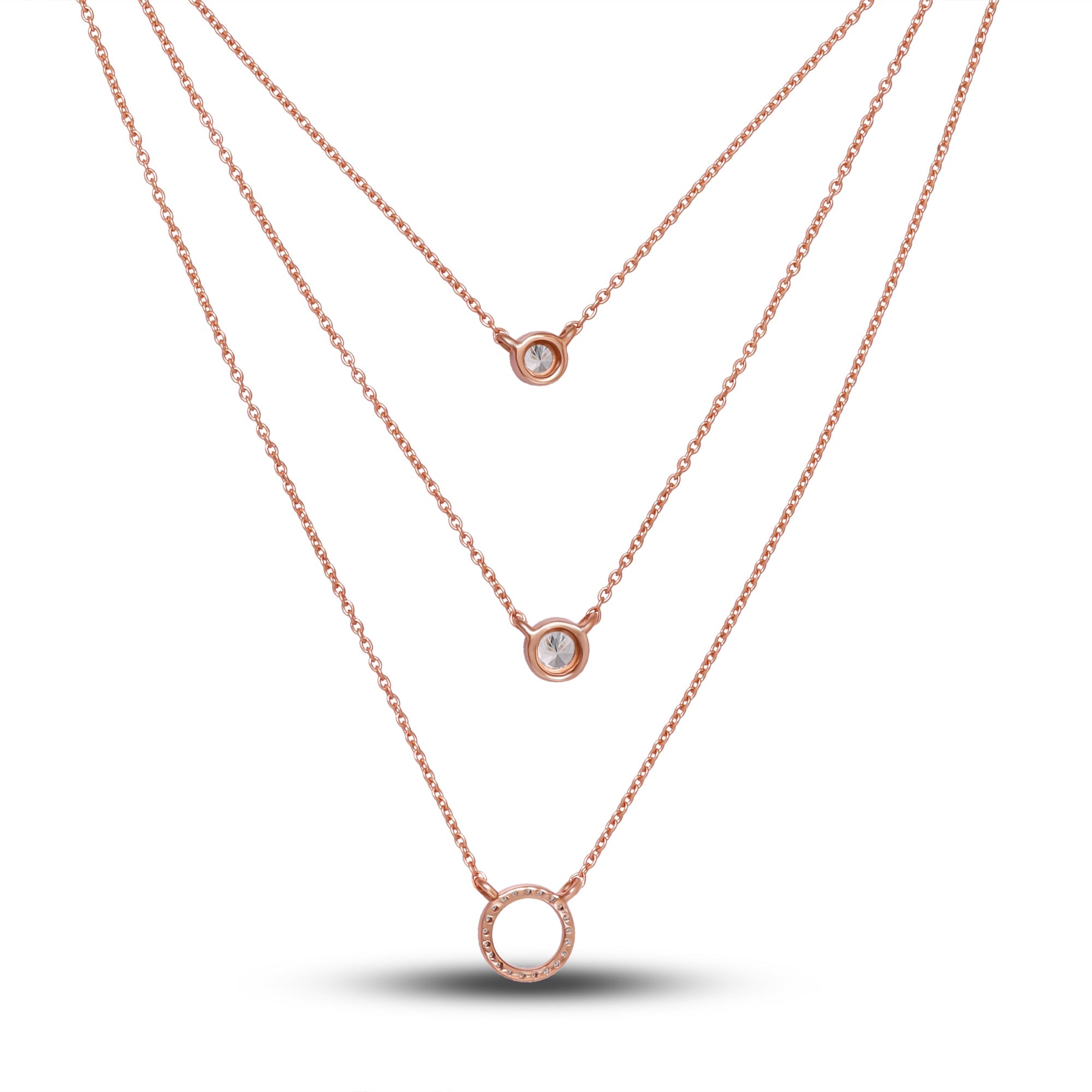 3-Tier Solitaire Zircon Necklace - Silverings