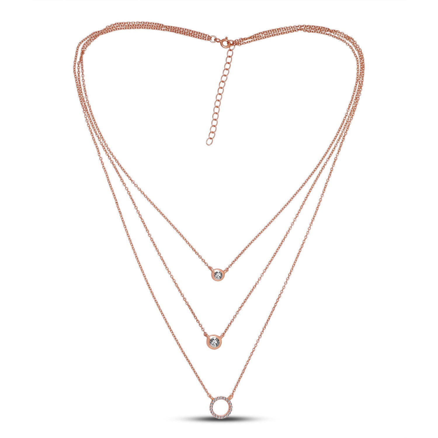 3-Tier Solitaire Zircon Necklace - Silverings