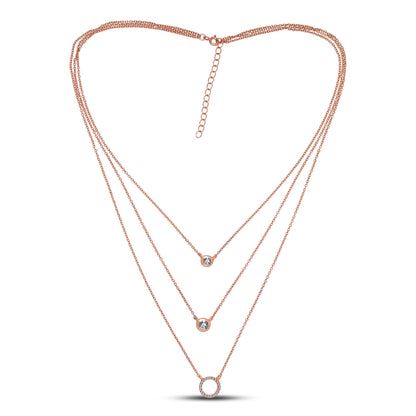 3-Tier Solitaire Zircon Necklace - Silverings