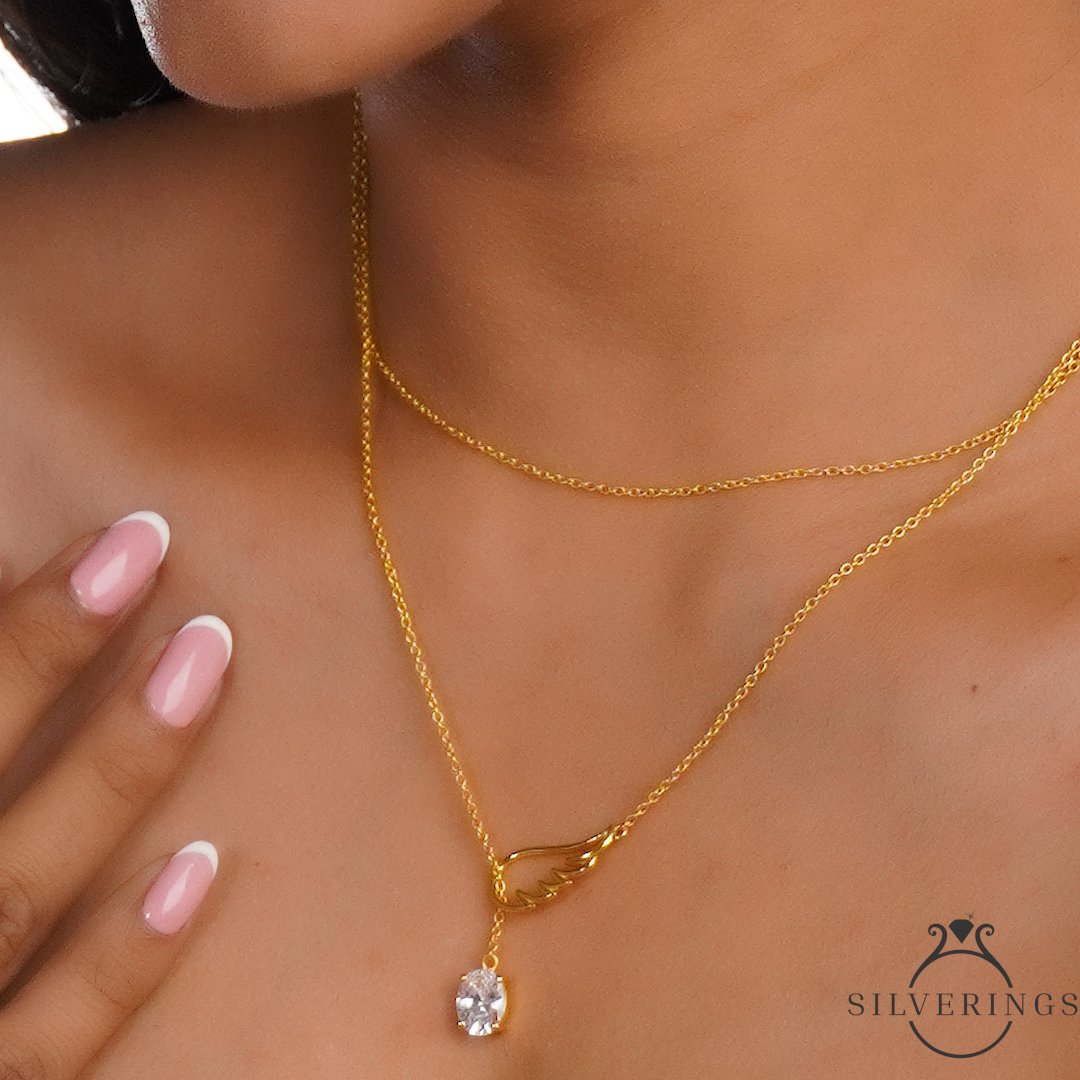 Broken Angel Gold Zircon Necklace - Silverings