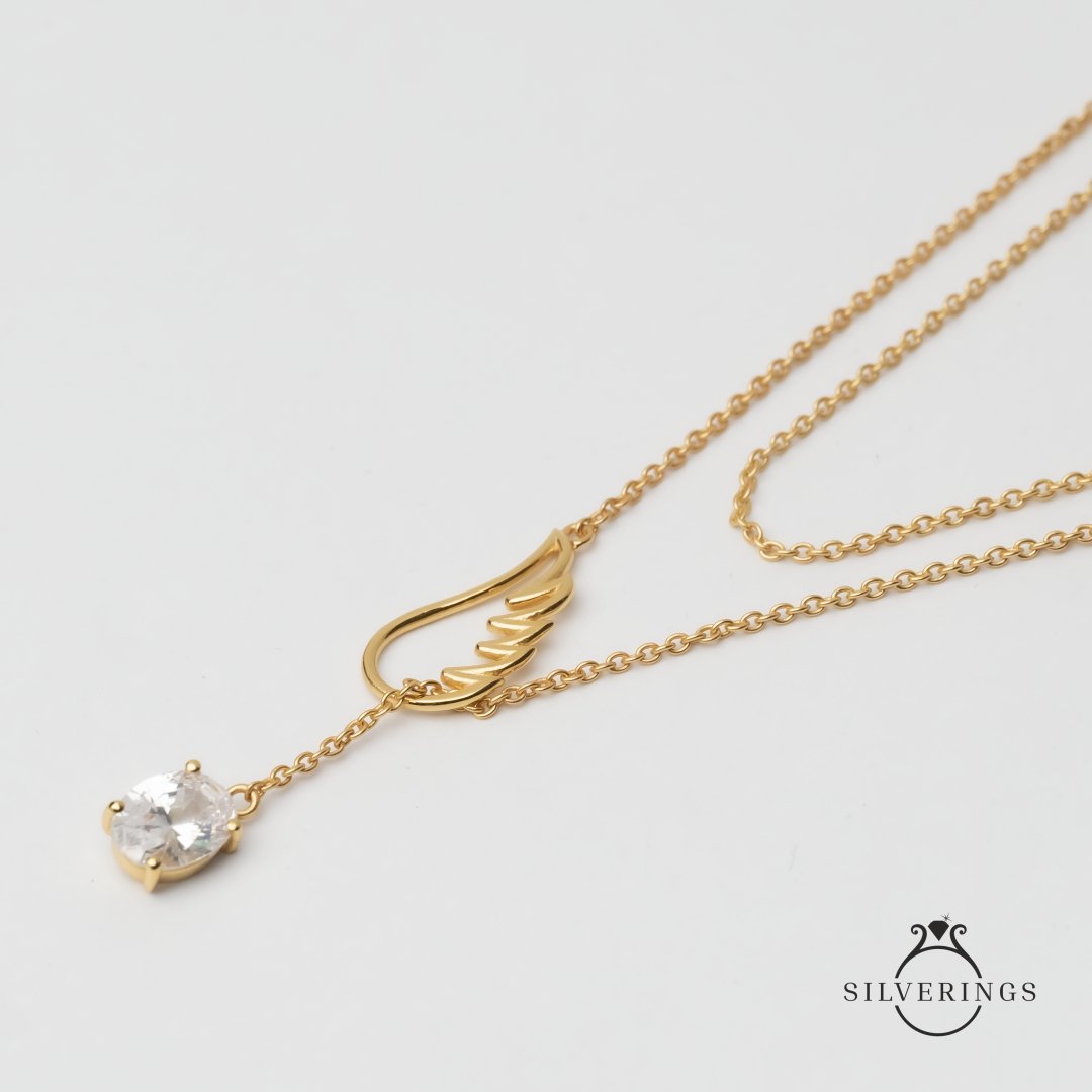 Broken Angel Gold Zircon Necklace - Silverings