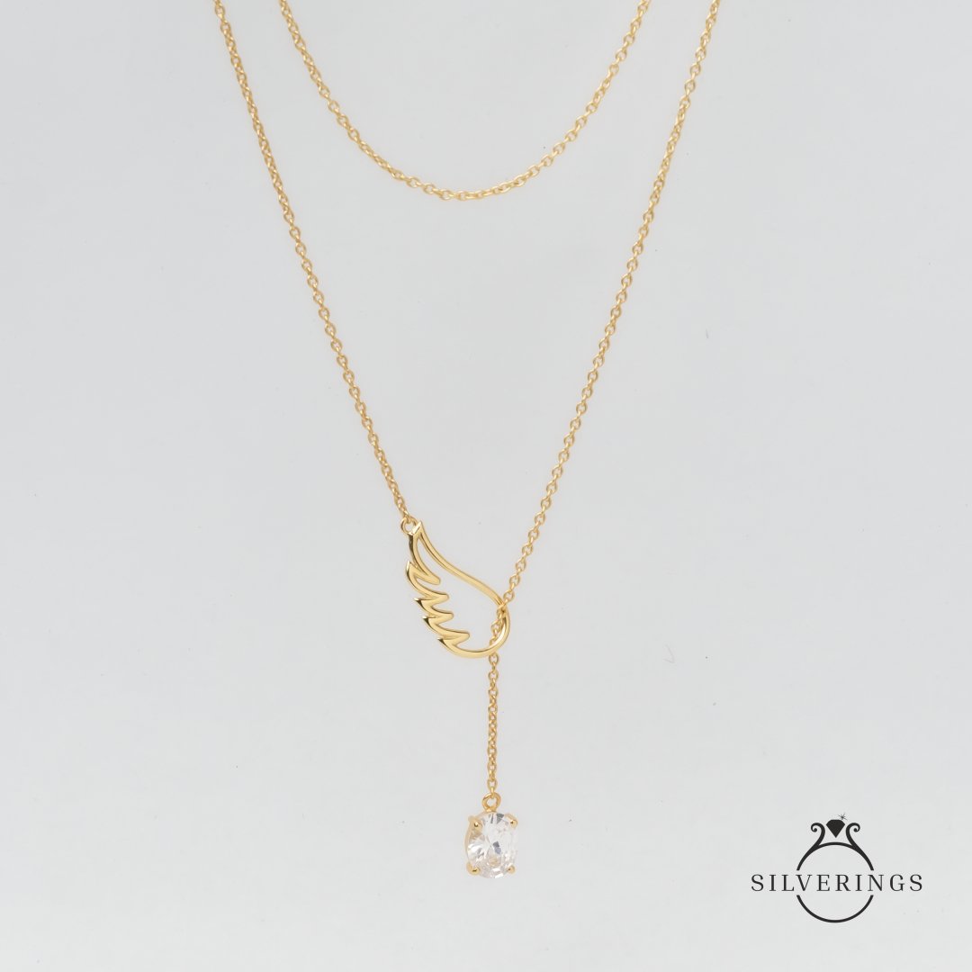 Broken Angel Gold Zircon Necklace - Silverings