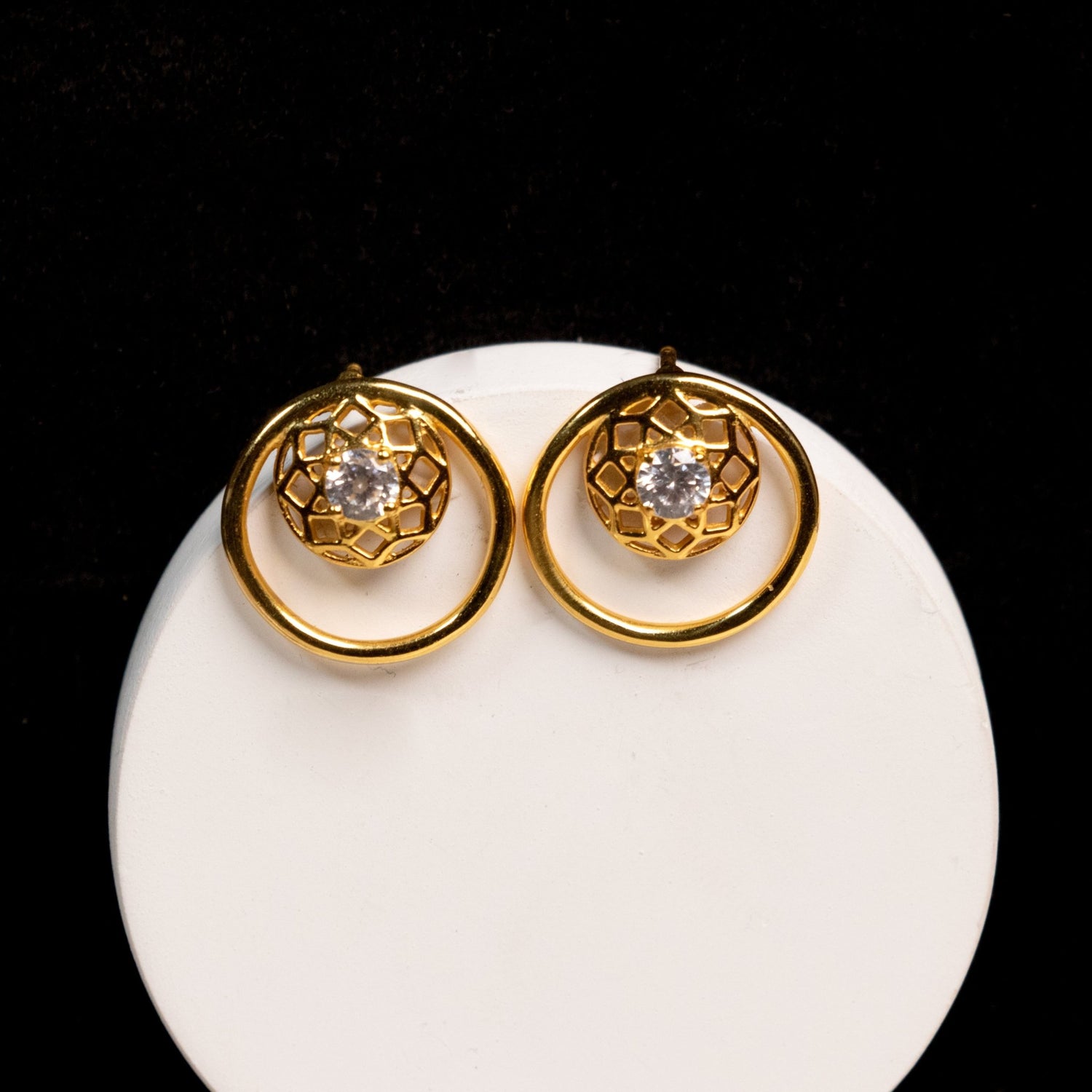 Circle of life Gold Zircon Earrings - Silverings