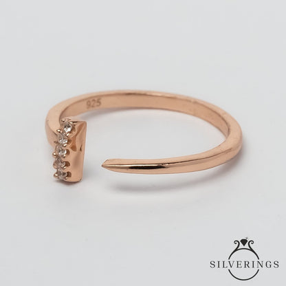 Finger Cuff Zircon Ring - Silverings