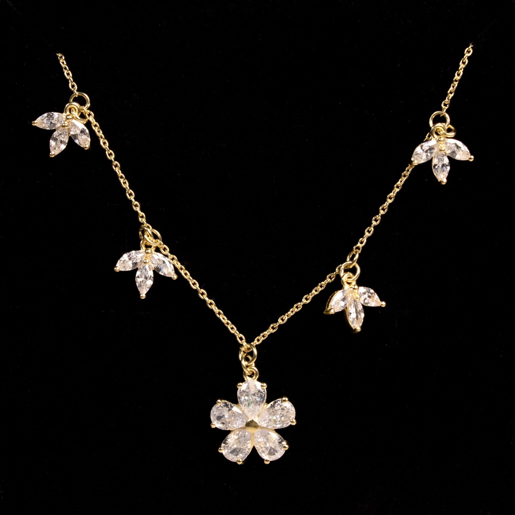 Flower Cluster Zircon Necklace - Silverings