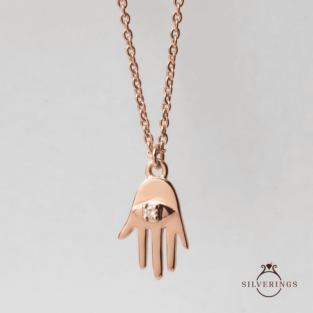 Hamsa Zircon Rose Gold Watch Charm - Silverings