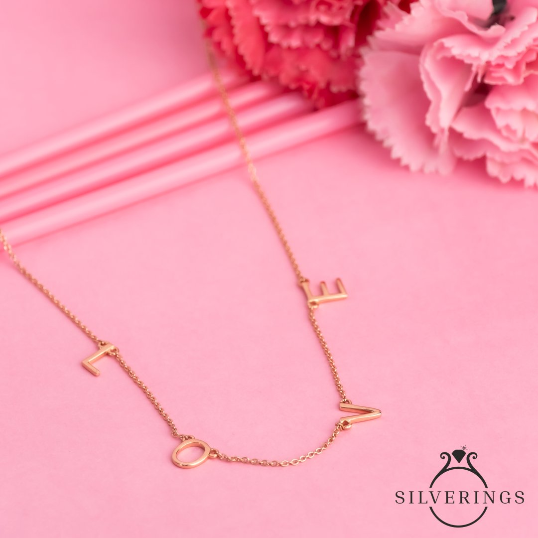 L.O.V.E Rose Gold Necklace - Silverings