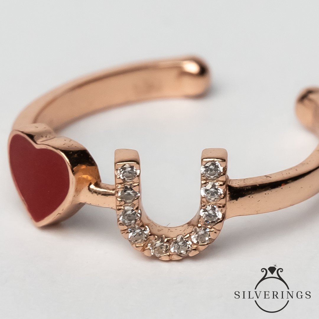 Love you Enamel Zircon Ring - Silverings