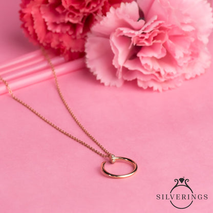 Nailed it Rose Gold Zircon Necklace - Silverings