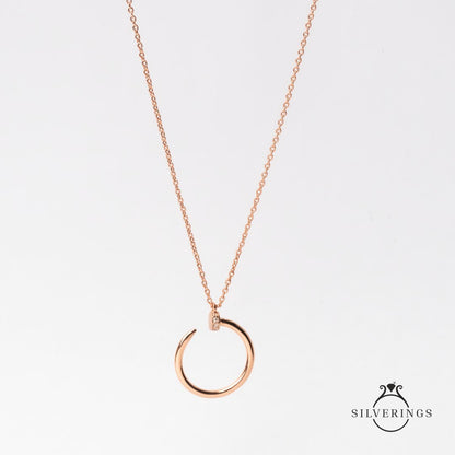 Nailed it Rose Gold Zircon Necklace - Silverings