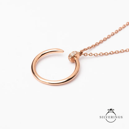 Nailed it Rose Gold Zircon Necklace - Silverings