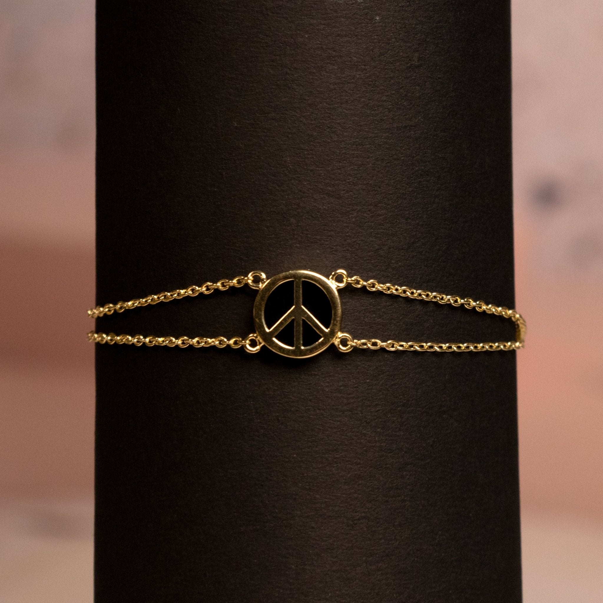 Peace Out Black Onyx Gold Bracelet - Silverings