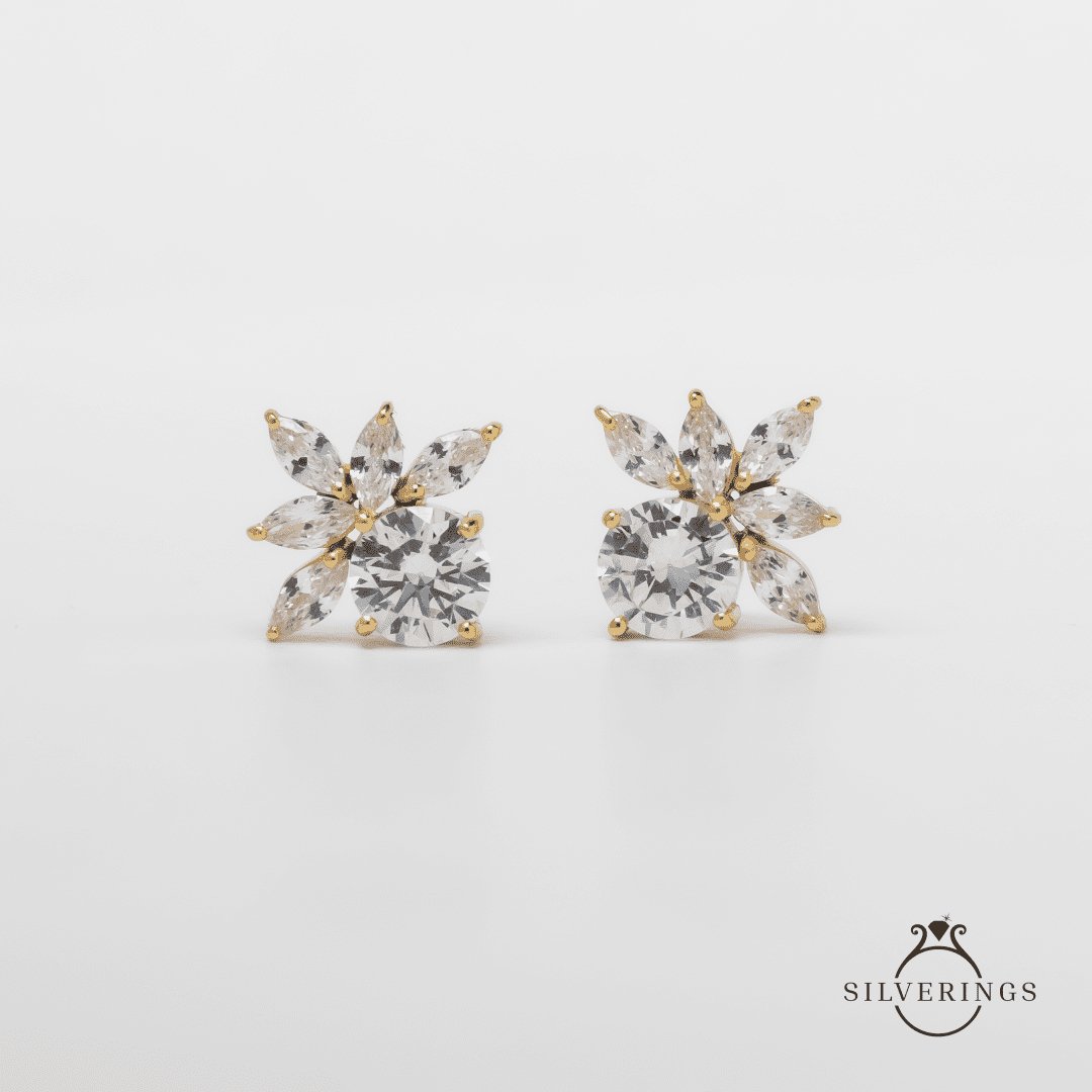 Royal Power Gold Zircon Earrings - Silverings