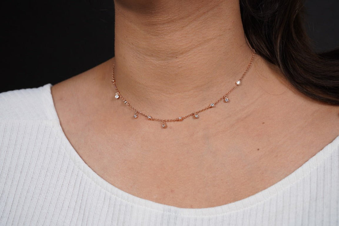 SILVERINGS 925 STERLING DAINTY ROSE GOLD NECKLACE - Silverings