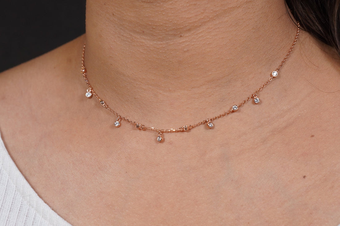 SILVERINGS 925 STERLING DAINTY ROSE GOLD NECKLACE - Silverings