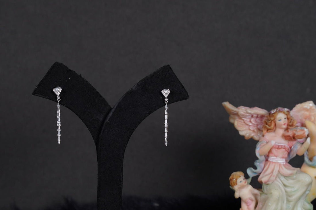 SILVERINGS 925 STERLING DIAMOND SILVER EARRINGS - Silverings