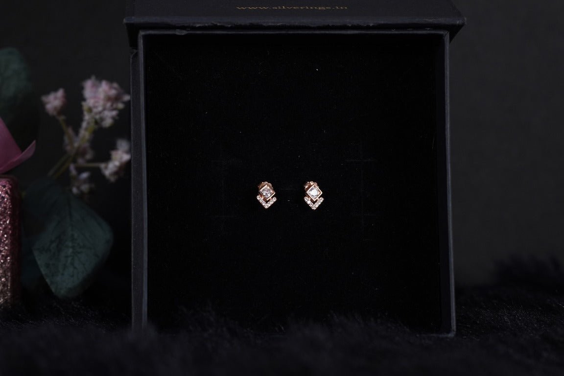 SILVERINGS 925 STERLING ELIZABETH ROSE GOLD EARRINGS - Silverings