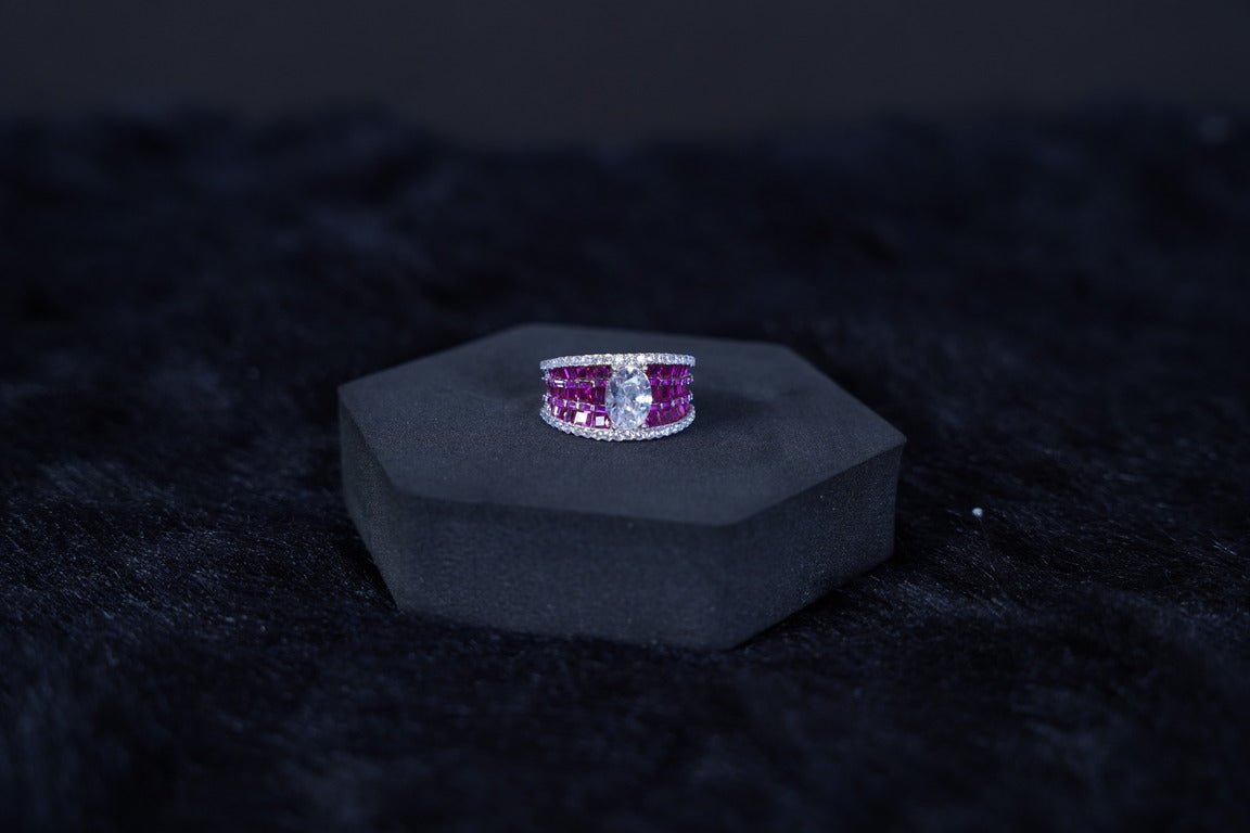 SILVERINGS 925 STERLING ETHEREAL RUBY SILVER RING - Silverings