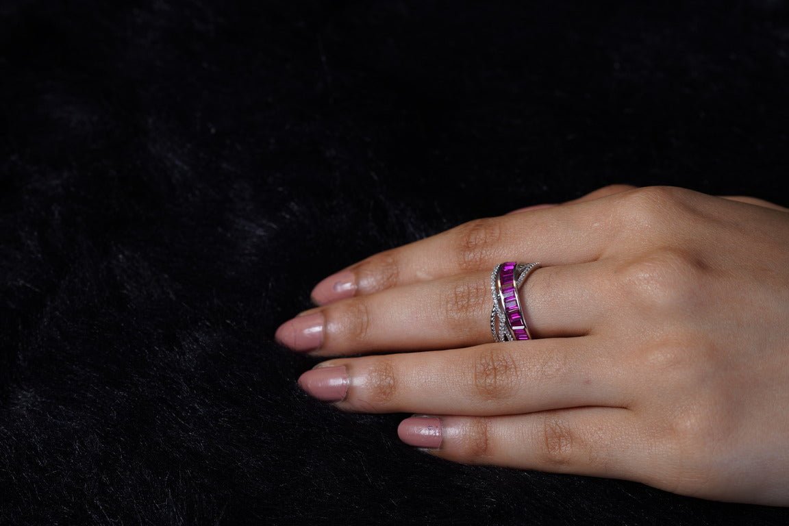 SILVERINGS 925 STERLING RAIDANT RUBY SILVER RING - Silverings