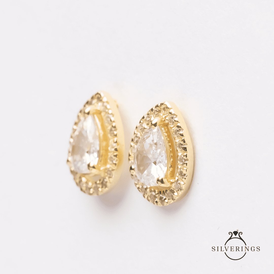 Solitaire Drops Gold Earring - Silverings