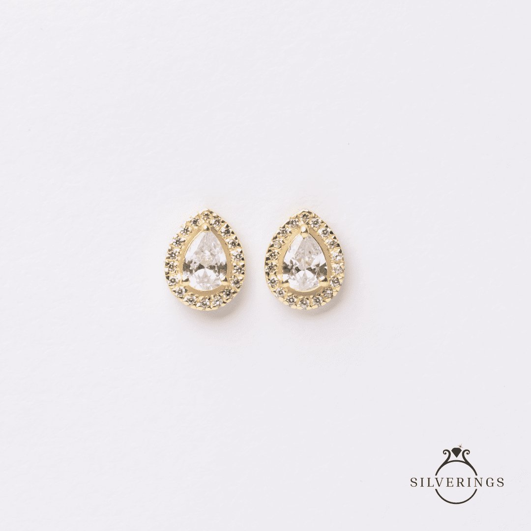 Solitaire Drops Gold Earring - Silverings