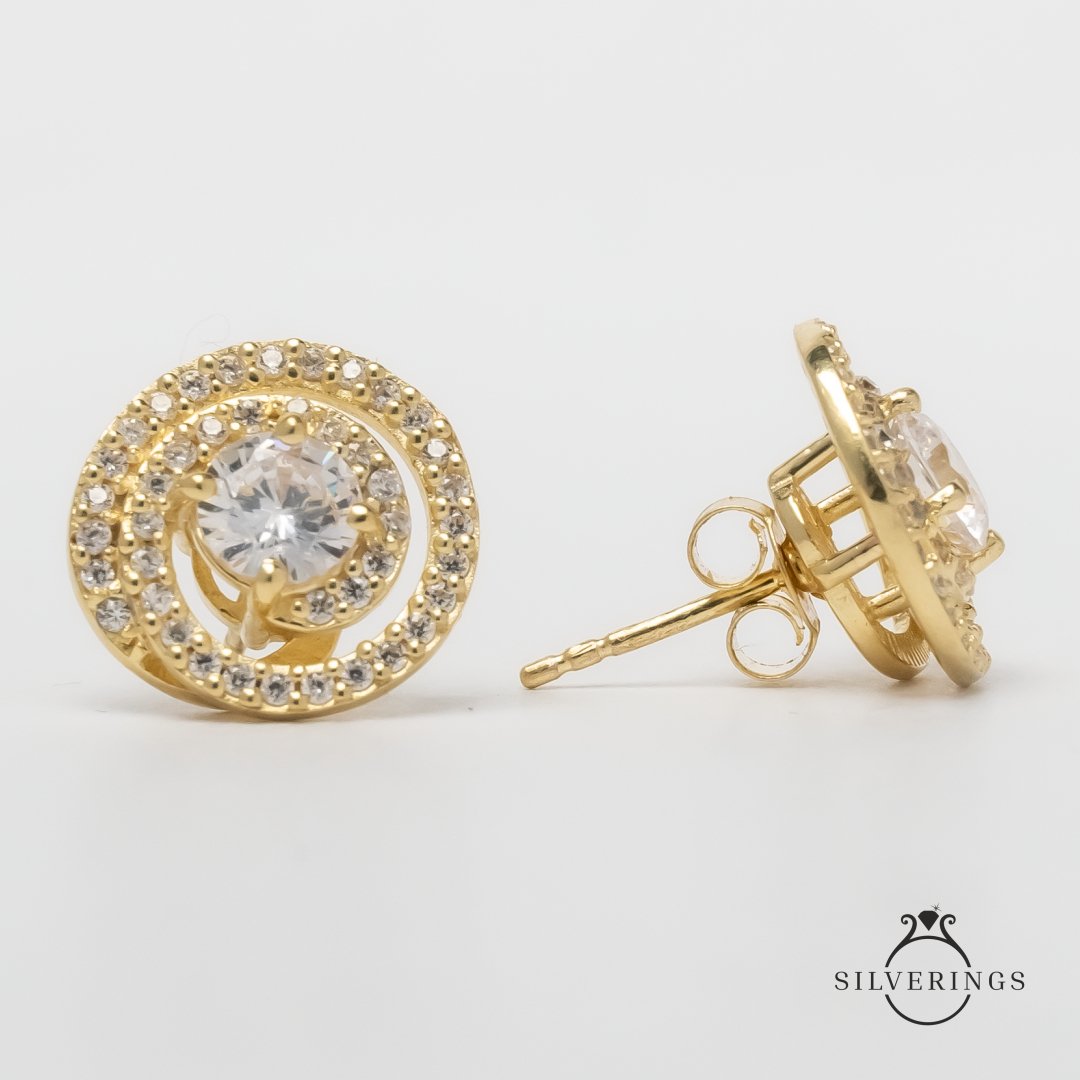 Solitaire Queen Gold Studs - Silverings