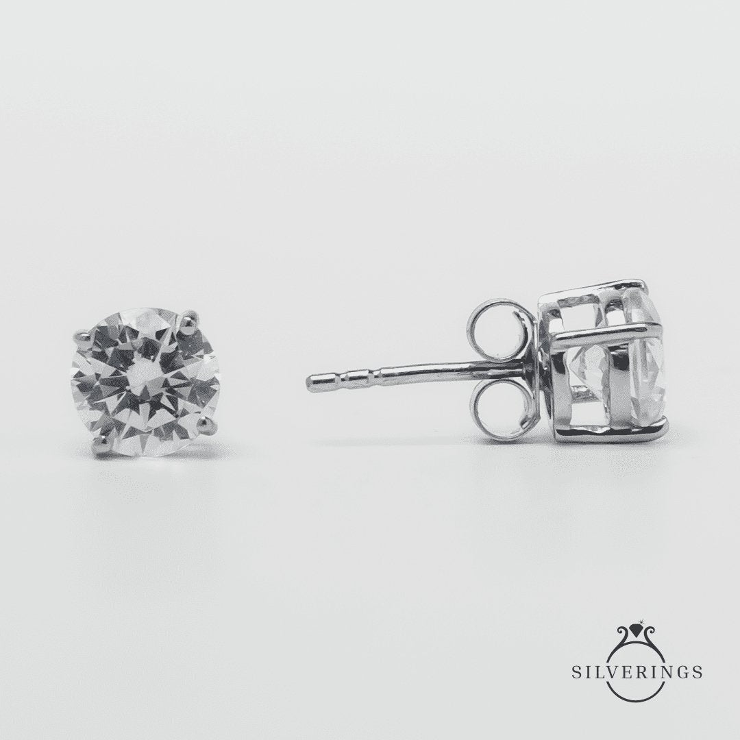 Solitaire Silver Zircon Earrings - Silverings