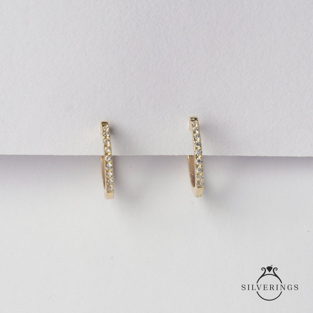 Star Studded Zircon Gold Hoop Earrings - Silverings