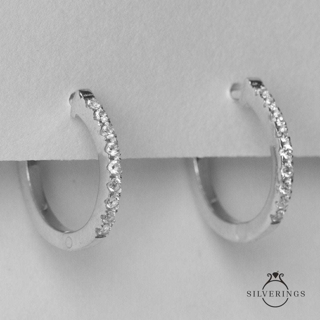 Star Studded Zircon Gold Hoop Earrings - Silverings