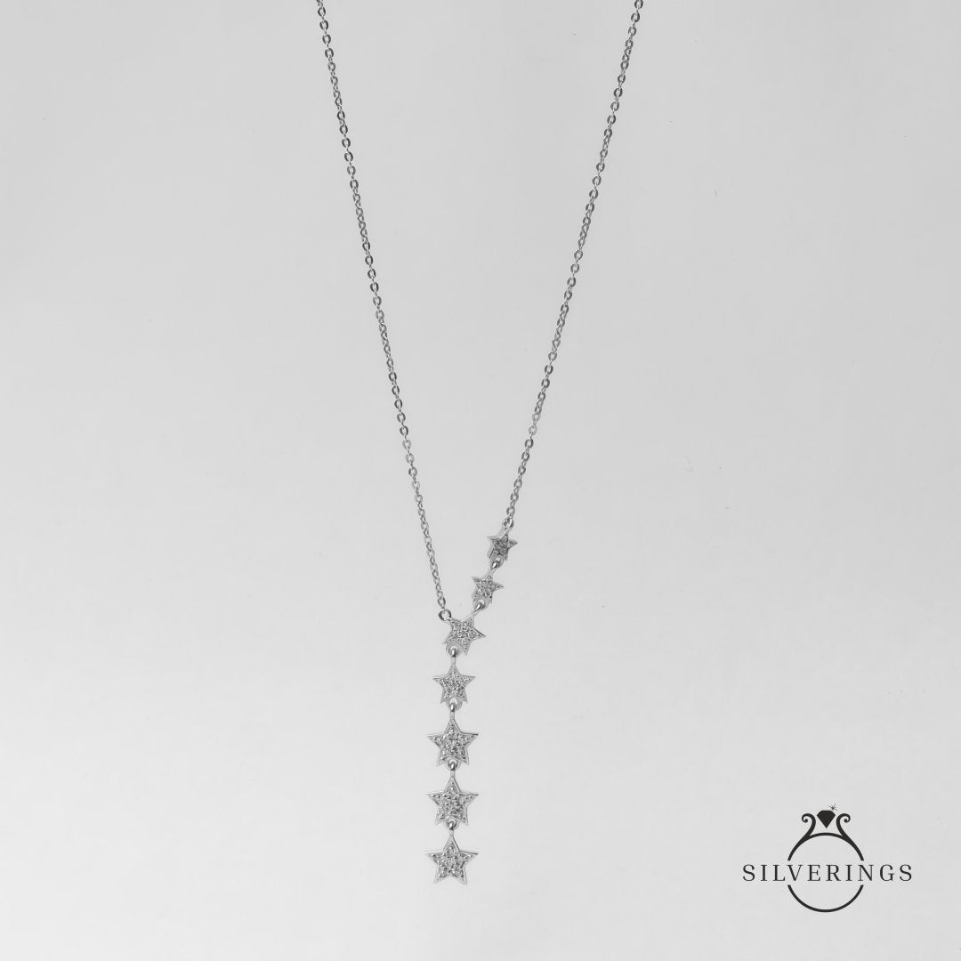 Star Studded Zircon Gold Neck Dangler - Silverings