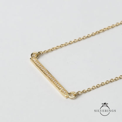 The Ultimate Bar Gold Zircon Necklace - Silverings