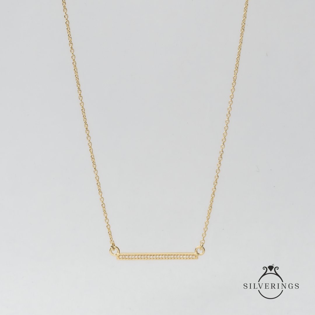 The Ultimate Bar Gold Zircon Necklace - Silverings