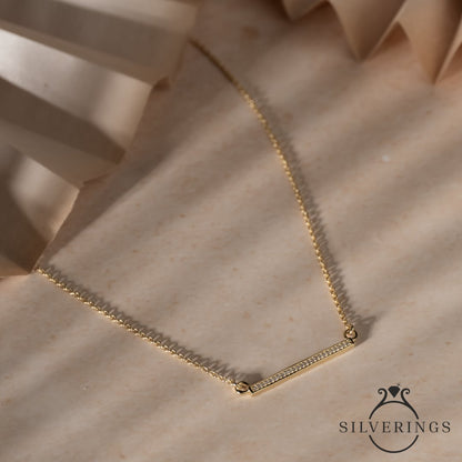 The Ultimate Bar Gold Zircon Necklace - Silverings