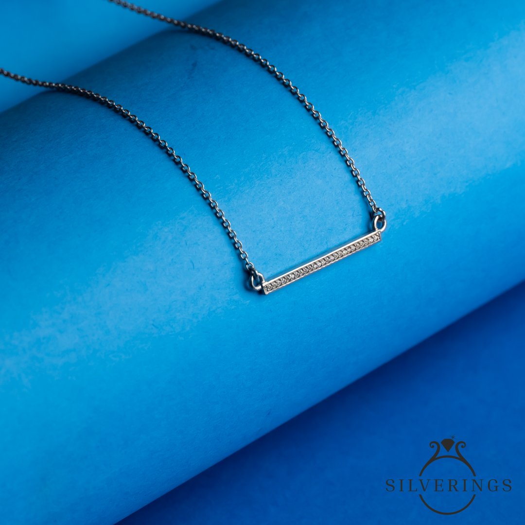 The Ultimate Bar Silver Zircon Necklace - Silverings